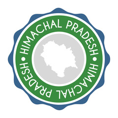 Himachal Pradesh, India Badge Map Vector Seal Vector Sign. National Symbol Country Stamp Design Icon Label. 
