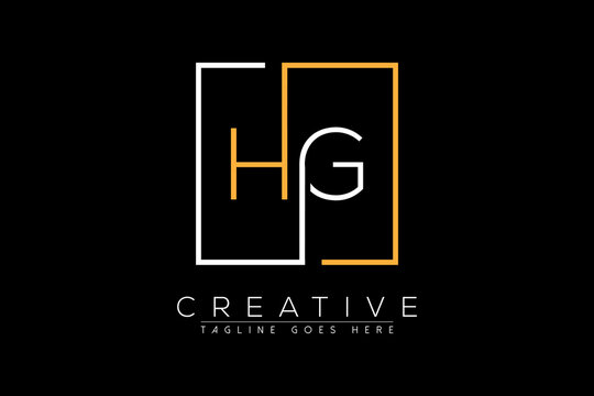 Initial Letter Hg, Gh, H, G Elegant And Luxury Initial With Rectangular Frame Minimal Monogram Logo Design Vector Template