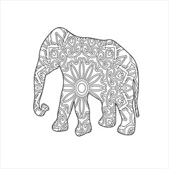 Mandala elephant coloring page for kids and adult