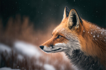 Obraz premium a fox in the snow, generative ai