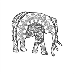 Mandala elephant coloring page for kids and adult