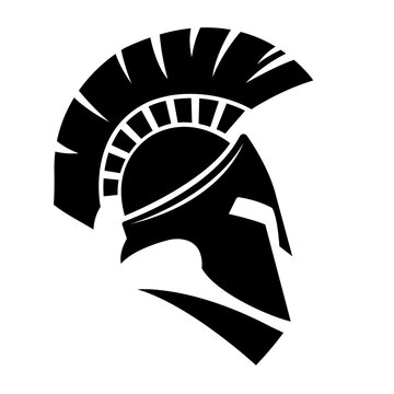 helmet of the spartan warrior symbol, emblem. Spartan helmet logo, vector illustration of spartan shield and helmet, spartan greek gladiator helmets armor. vector icon