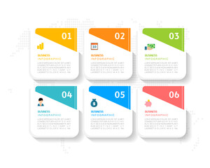 Infographic design template. timeline with icons and 6 options or steps. Can be used for process, presentations, layout, banner, web design vector illustration.