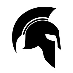 helmet of the spartan warrior symbol, emblem. Spartan helmet logo, vector illustration of spartan shield and helmet, spartan greek gladiator helmets armor. vector icon