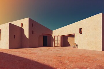 Modern Spanish Southwest style home exterior with direct daylight Made with Generative Ai