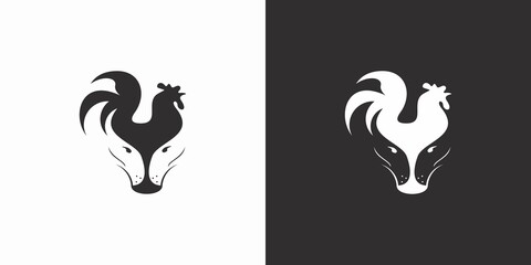 rooster and wolf logo illustration