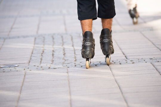 Close up of person with roller blades