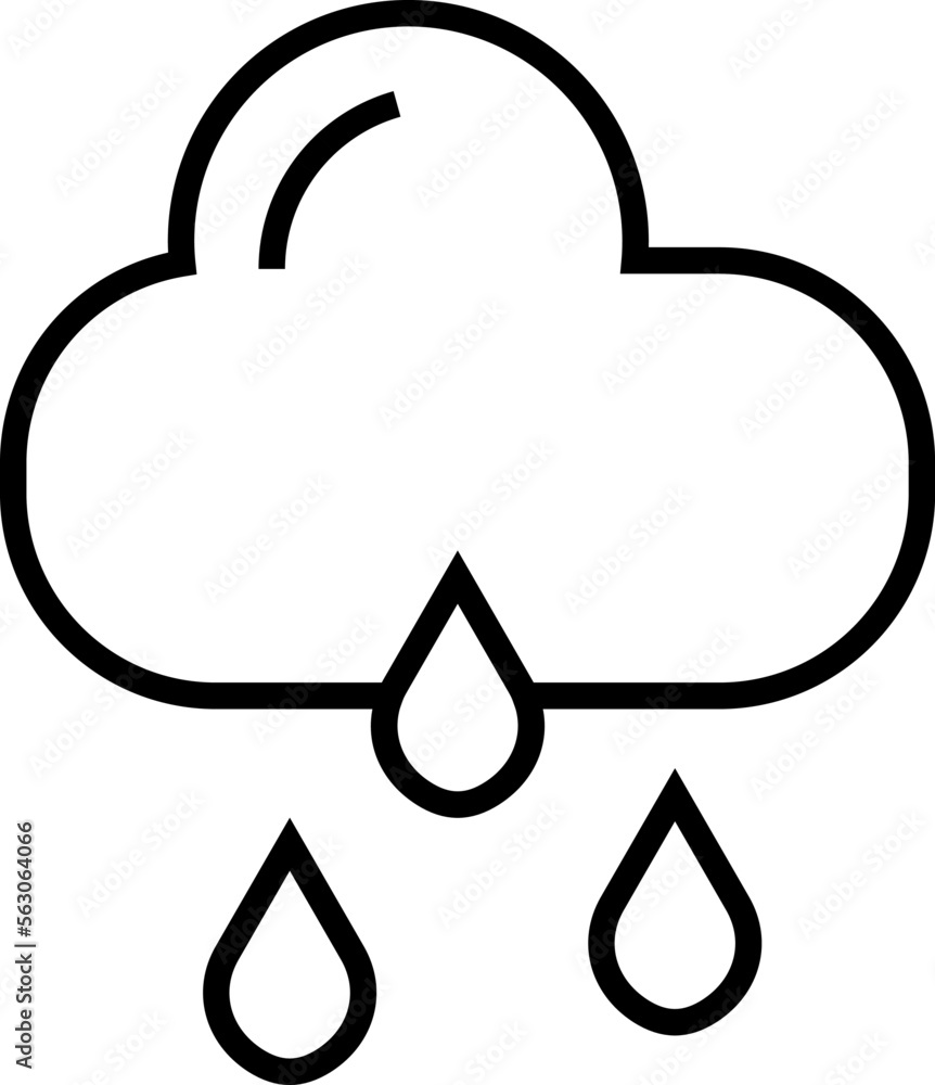 Poster rain from cloud line icon. vector sign drawn with black thin line. editable stroke. perfect for ui, 