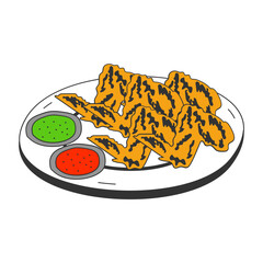 Hot buffalo Wingettes vector icon design, Fast Food symbol, Junk food sign, popular inexpensive good taste snacks stock illustration, Chicken Broast Wings concept