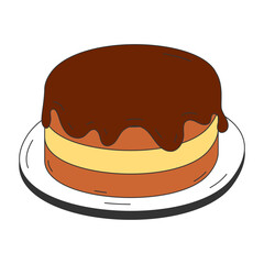 Walnut Fudge Brownie vector icon design, Fast Food symbol, Junk food sign, popular inexpensive good taste snacks stock illustration, old fashioned Malt Chocolate cake concept