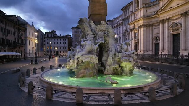 la Fontana dei Quattro Fiumi a piazza Navona, Roma
veduta aerea al crepuscolo di una mattinata invernale