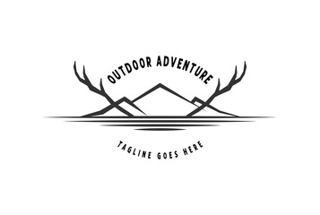 Mountain Iceberg with Deer Antler Moose for Outdoor Hunting Adventure Logo