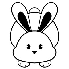 Cute Rabbit Clipart, Outline Easter Bunny Clipart, Doodle Easter Rabbits, cute bunny, Woodland animal, outline Doodle,