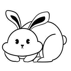 Cute Rabbit Clipart, Outline Easter Bunny Clipart, Doodle Easter Rabbits, cute bunny, Woodland animal, outline Doodle,