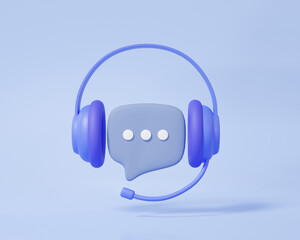 3D call center customer service icon on pastel background. helpdesk chat phone contact bubble social media, support consultant talk concept. minimal cartoon cute smooth. 3d render illustration