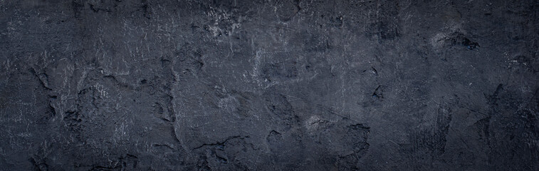 Beautiful grunge blue gray background. Wide angle rugged abstract decorative dark background image. Stylized rough textured wallpaper with copy space for design. Old concrete surface.