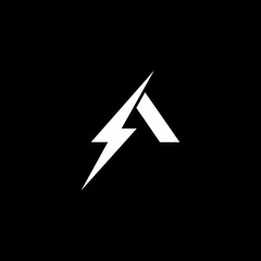 Letter A with electric flash modern logo