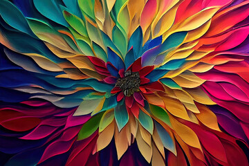 Amazing Abstract Painting Hand-Painted Colored Petals Oil Painting