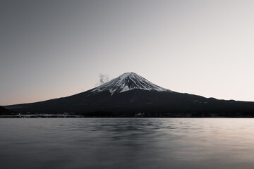 Mount Fuji Black and White Minimalistic Landscape
