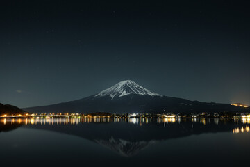 Mount Fuji at Night using Astrophotography at Lake Kawaguchi