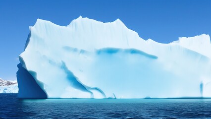 Naklejka na ściany i meble Beautiful big blue iceberg and ocean.
