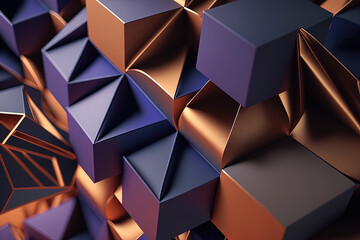 abstract Hyper-Detailed Geometric cubes and triangles design