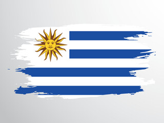 Fototapeta premium Uruguay national flag painted with a brush