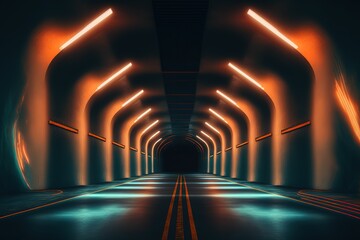 Underground concrete tunnel, science fiction style, alien planet tunnels. ,made with Generative AI