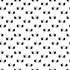 Tattoo hearts and arrow pattern in the style of the 90s, 2000s. Black and white seamless pattern illustration.