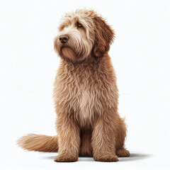 Australian Labradoodle full body image with white background ultra realistic



