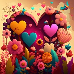 Valentine's Day flower arrangement in shape of a heart ,made with Generative AI