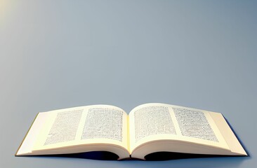 Open book on a gray background. Generative AI