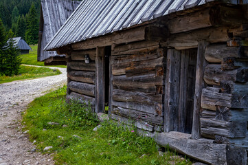 Fototapeta na wymiar Old highlander's cottages in Podhale