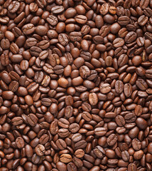 Flat lay shot of coffee beans filling the frame