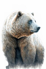 Obraz premium Wild brown bear summer watercolor ,made with Generative AI