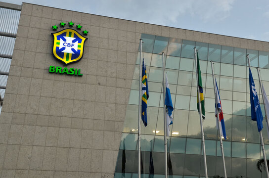 Brazilian Football Confederation CBF headquarters building, general view. The soccer confederation emblem is seen on front - Rio de Janeiro, Brazil 05.28.2015
