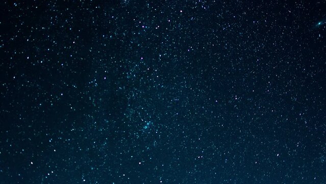 time lapse dark starry night sky with falling stars, HD 1080p