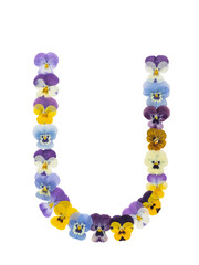 Obraz premium Flower font Alphabet made of Real pansy flowers.