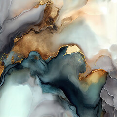Luxury gold ink marble background. ai generative
