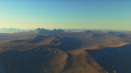 landscape on planet Mars, scenic desert scene on the red planet
