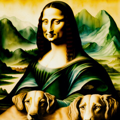 Mona Lisa with Animals, Generative AI Illustration