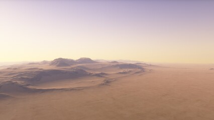 Fototapeta na wymiar realistic surface of an alien planet, view from the surface of an exo-planet, canyons on an alien planet, stone planet, desert planet 3d render 