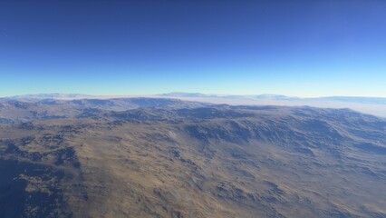 alien planet landscape, science fiction illustration, view from a beautiful planet, beautiful space background 3d render
