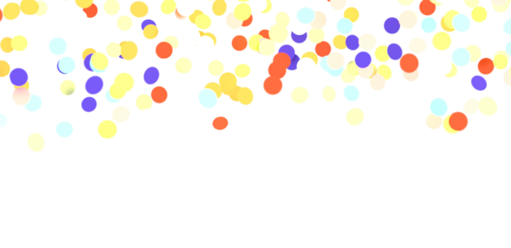 Multicolored paper confetti on transparent background. Realistic confetti flying. Colorful scattered items to holiday decorations. - in 3d png