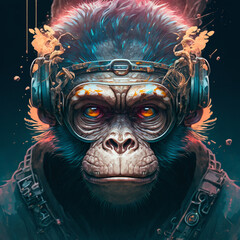 King monkey abstract realistic wallpaper Generative AI