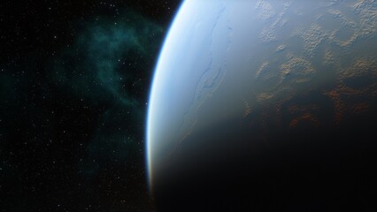 Planets and galaxy, science fiction wallpaper. Beauty of deep space. Billions of galaxy in the universe Cosmic art background 3d render
