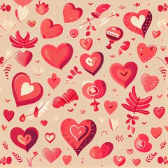 Pattern with hearts, Valentine's day background texture ,made with Generative AI