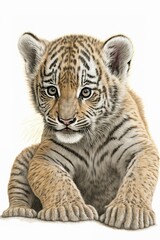 Obraz premium Portrait of a little tiger cub, cute animal ,made with Generative AI