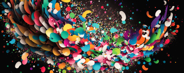 Fototapeta na wymiar Colorful confetti, carnival confetti, party, banner, background, generative ai