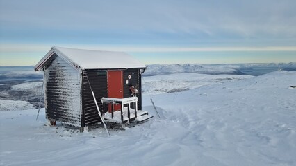 cabin on Kjølen mountain near Tromsø, Norway